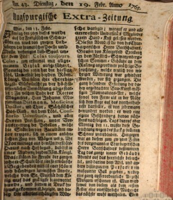 Augspurgische Ordinari-Post-Zeitung (Augsburger Postzeitung) Dienstag 19. Februar 1765