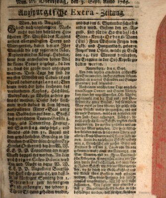 Augspurgische Ordinari-Post-Zeitung (Augsburger Postzeitung) Dienstag 3. September 1765