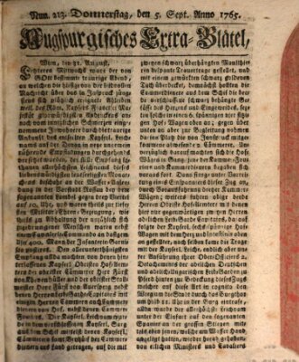 Augspurgische Ordinari-Post-Zeitung (Augsburger Postzeitung) Donnerstag 5. September 1765