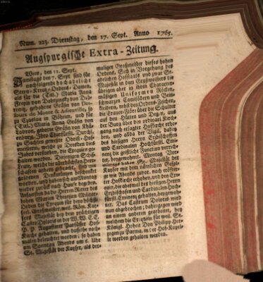 Augspurgische Ordinari-Post-Zeitung (Augsburger Postzeitung) Dienstag 17. September 1765