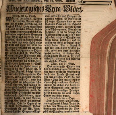 Augspurgische Ordinari-Post-Zeitung (Augsburger Postzeitung) Donnerstag 19. September 1765