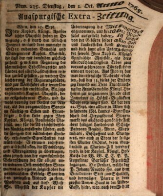 Augspurgische Ordinari-Post-Zeitung (Augsburger Postzeitung) Dienstag 1. Oktober 1765