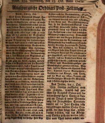 Augspurgische Ordinari-Post-Zeitung (Augsburger Postzeitung) Mittwoch 23. Oktober 1765