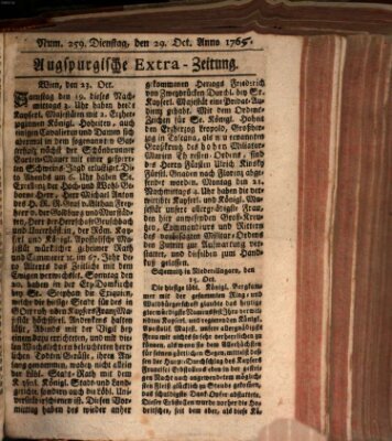 Augspurgische Ordinari-Post-Zeitung (Augsburger Postzeitung) Dienstag 29. Oktober 1765