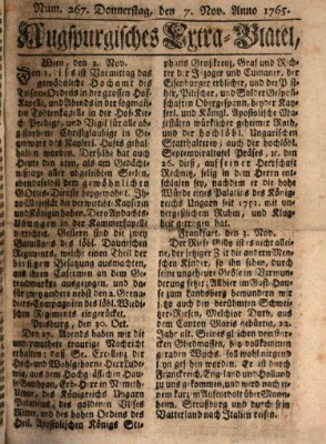 Augspurgische Ordinari-Post-Zeitung (Augsburger Postzeitung) Donnerstag 7. November 1765