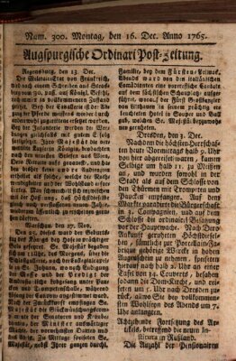 Augspurgische Ordinari-Post-Zeitung (Augsburger Postzeitung) Montag 16. Dezember 1765