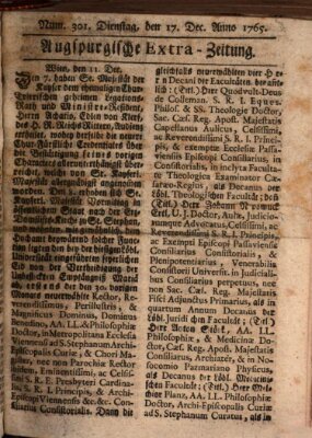 Augspurgische Ordinari-Post-Zeitung (Augsburger Postzeitung) Dienstag 17. Dezember 1765