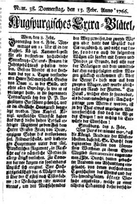 Augspurgische Ordinari-Post-Zeitung (Augsburger Postzeitung) Donnerstag 13. Februar 1766