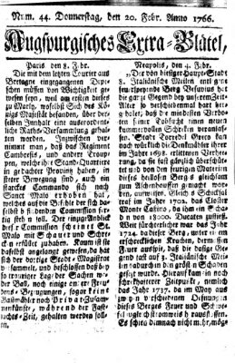 Augspurgische Ordinari-Post-Zeitung (Augsburger Postzeitung) Donnerstag 20. Februar 1766