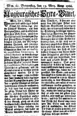 Augspurgische Ordinari-Post-Zeitung (Augsburger Postzeitung) Donnerstag 13. März 1766