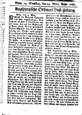 Augspurgische Ordinari-Post-Zeitung (Augsburger Postzeitung) Samstag 29. März 1766