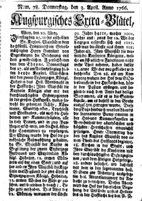 Augspurgische Ordinari-Post-Zeitung (Augsburger Postzeitung) Donnerstag 3. April 1766