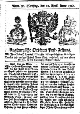 Augspurgische Ordinari-Post-Zeitung (Augsburger Postzeitung) Samstag 12. April 1766