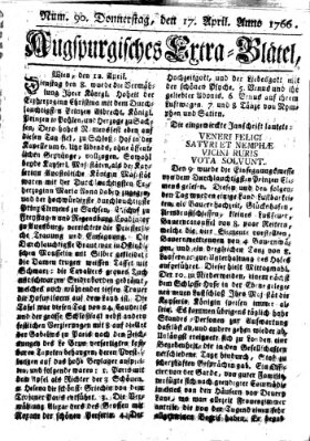 Augspurgische Ordinari-Post-Zeitung (Augsburger Postzeitung) Donnerstag 17. April 1766