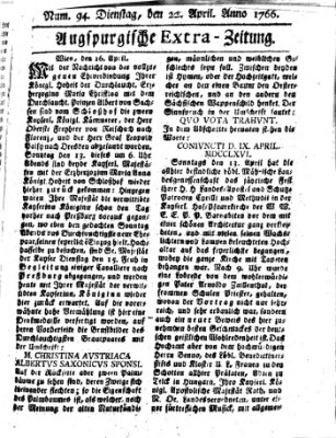 Augspurgische Ordinari-Post-Zeitung (Augsburger Postzeitung) Dienstag 22. April 1766