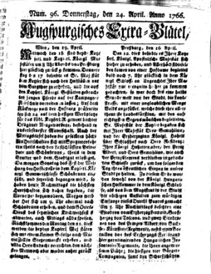 Augspurgische Ordinari-Post-Zeitung (Augsburger Postzeitung) Donnerstag 24. April 1766