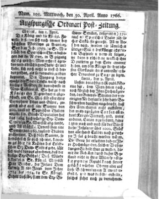 Augspurgische Ordinari-Post-Zeitung (Augsburger Postzeitung) Mittwoch 30. April 1766