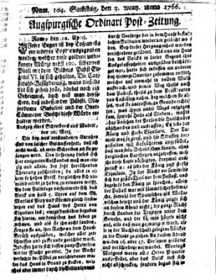 Augspurgische Ordinari-Post-Zeitung (Augsburger Postzeitung) Samstag 3. Mai 1766