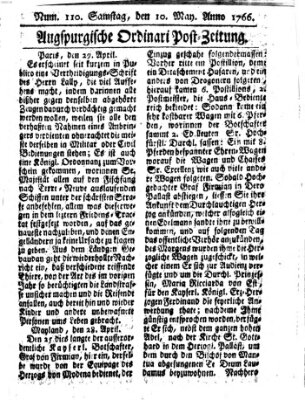 Augspurgische Ordinari-Post-Zeitung (Augsburger Postzeitung) Samstag 10. Mai 1766