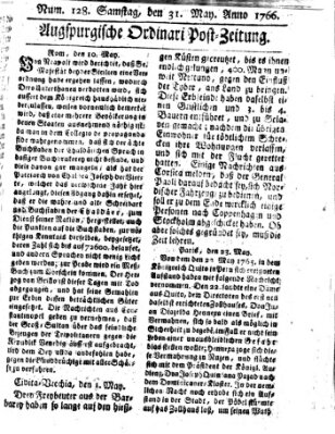 Augspurgische Ordinari-Post-Zeitung (Augsburger Postzeitung) Samstag 31. Mai 1766