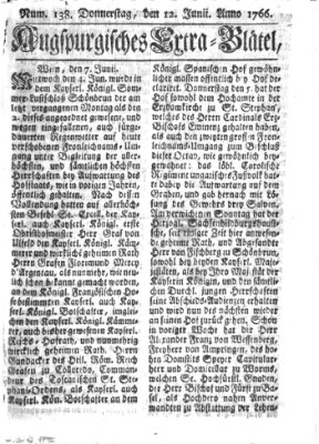 Augspurgische Ordinari-Post-Zeitung (Augsburger Postzeitung) Donnerstag 12. Juni 1766