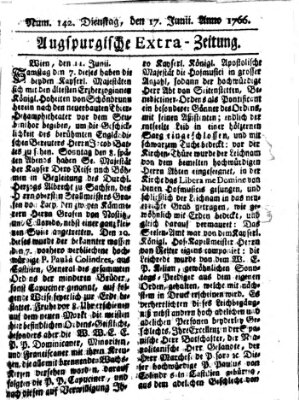 Augspurgische Ordinari-Post-Zeitung (Augsburger Postzeitung) Dienstag 17. Juni 1766