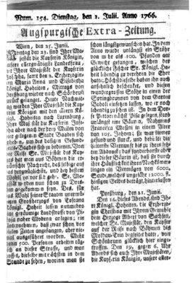 Augspurgische Ordinari-Post-Zeitung (Augsburger Postzeitung) Dienstag 1. Juli 1766