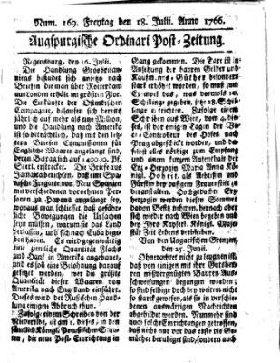 Augspurgische Ordinari-Post-Zeitung (Augsburger Postzeitung) Freitag 18. Juli 1766