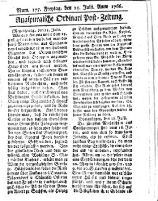 Augspurgische Ordinari-Post-Zeitung (Augsburger Postzeitung) Freitag 25. Juli 1766