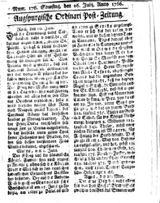 Augspurgische Ordinari-Post-Zeitung (Augsburger Postzeitung) Samstag 26. Juli 1766