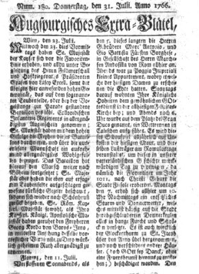 Augspurgische Ordinari-Post-Zeitung (Augsburger Postzeitung) Donnerstag 31. Juli 1766