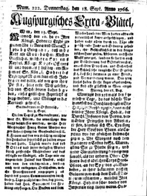 Augspurgische Ordinari-Post-Zeitung (Augsburger Postzeitung) Donnerstag 18. September 1766