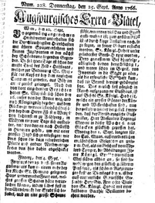 Augspurgische Ordinari-Post-Zeitung (Augsburger Postzeitung) Donnerstag 25. September 1766