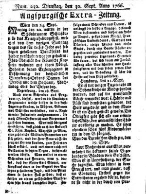 Augspurgische Ordinari-Post-Zeitung (Augsburger Postzeitung) Dienstag 30. September 1766