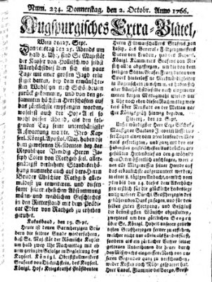 Augspurgische Ordinari-Post-Zeitung (Augsburger Postzeitung) Donnerstag 2. Oktober 1766