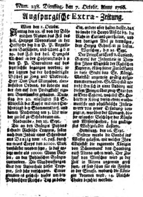 Augspurgische Ordinari-Post-Zeitung (Augsburger Postzeitung) Dienstag 7. Oktober 1766