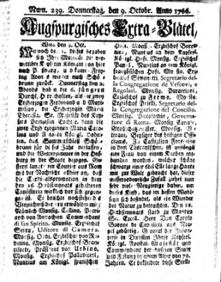 Augspurgische Ordinari-Post-Zeitung (Augsburger Postzeitung) Donnerstag 9. Oktober 1766