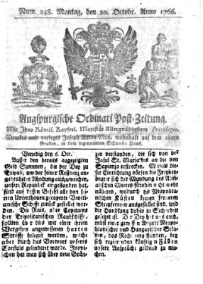 Augspurgische Ordinari-Post-Zeitung (Augsburger Postzeitung) Montag 20. Oktober 1766