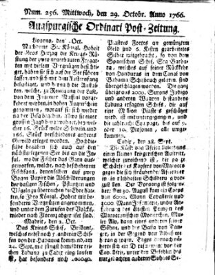 Augspurgische Ordinari-Post-Zeitung (Augsburger Postzeitung) Mittwoch 29. Oktober 1766