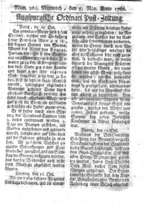 Augspurgische Ordinari-Post-Zeitung (Augsburger Postzeitung) Mittwoch 5. November 1766