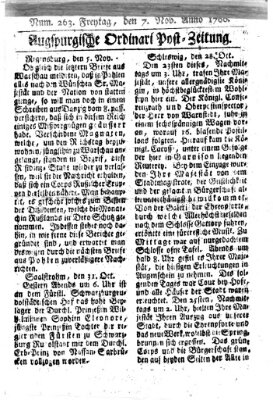 Augspurgische Ordinari-Post-Zeitung (Augsburger Postzeitung) Freitag 7. November 1766