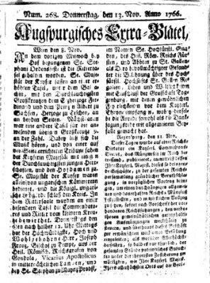 Augspurgische Ordinari-Post-Zeitung (Augsburger Postzeitung) Donnerstag 13. November 1766