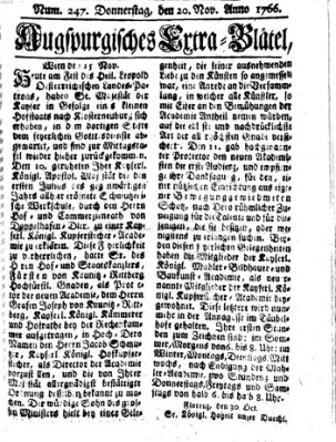 Augspurgische Ordinari-Post-Zeitung (Augsburger Postzeitung) Donnerstag 20. November 1766