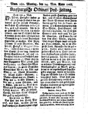 Augspurgische Ordinari-Post-Zeitung (Augsburger Postzeitung) Montag 24. November 1766