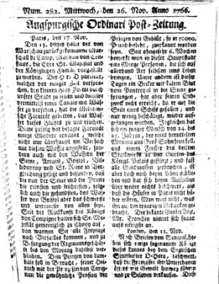 Augspurgische Ordinari-Post-Zeitung (Augsburger Postzeitung) Mittwoch 26. November 1766