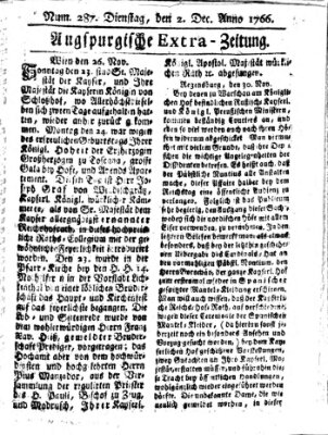 Augspurgische Ordinari-Post-Zeitung (Augsburger Postzeitung) Dienstag 2. Dezember 1766