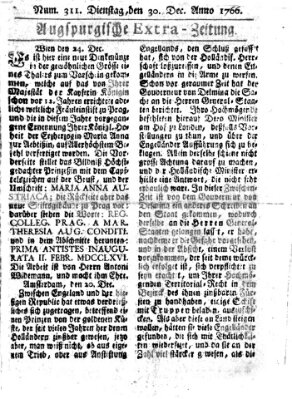 Augspurgische Ordinari-Post-Zeitung (Augsburger Postzeitung) Dienstag 30. Dezember 1766