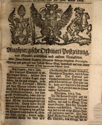 Augsburgische Ordinari Postzeitung von Staats-, gelehrten, historisch- u. ökonomischen Neuigkeiten (Augsburger Postzeitung) Freitag 30. Januar 1767