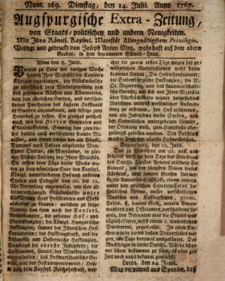 Augsburgische Ordinari Postzeitung von Staats-, gelehrten, historisch- u. ökonomischen Neuigkeiten (Augsburger Postzeitung) Dienstag 14. Juli 1767