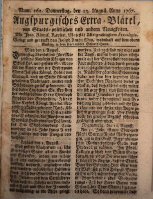 Augsburgische Ordinari Postzeitung von Staats-, gelehrten, historisch- u. ökonomischen Neuigkeiten (Augsburger Postzeitung) Donnerstag 13. August 1767